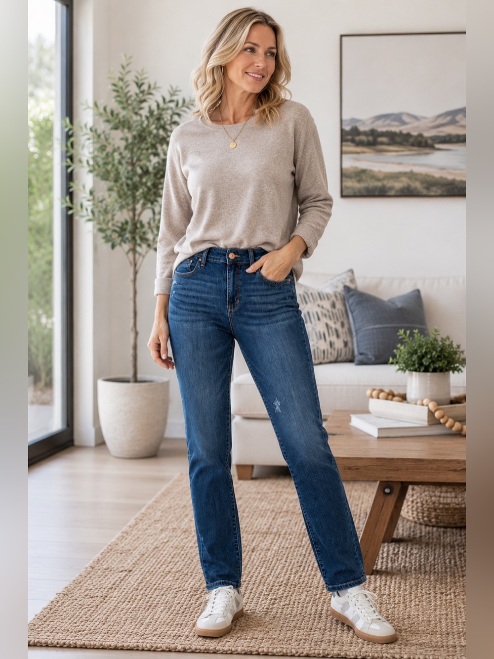 Judy Blue Everyday Essential Relaxed Fit Jeans Dark Wash Distressed Size 13/31